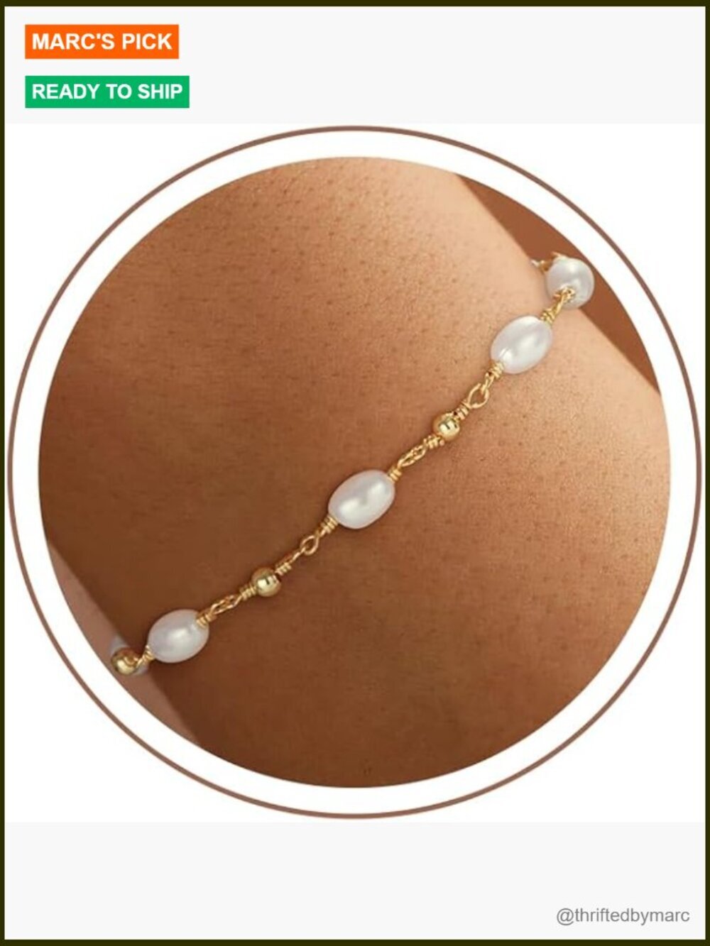 14K Gold Plated Pearl Chain Bracelet Women Trendy Stackable Dainty Layered
